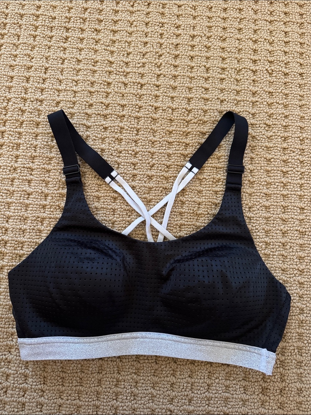 Victoria's Secret Black & Silver Strappy Sports Bra
